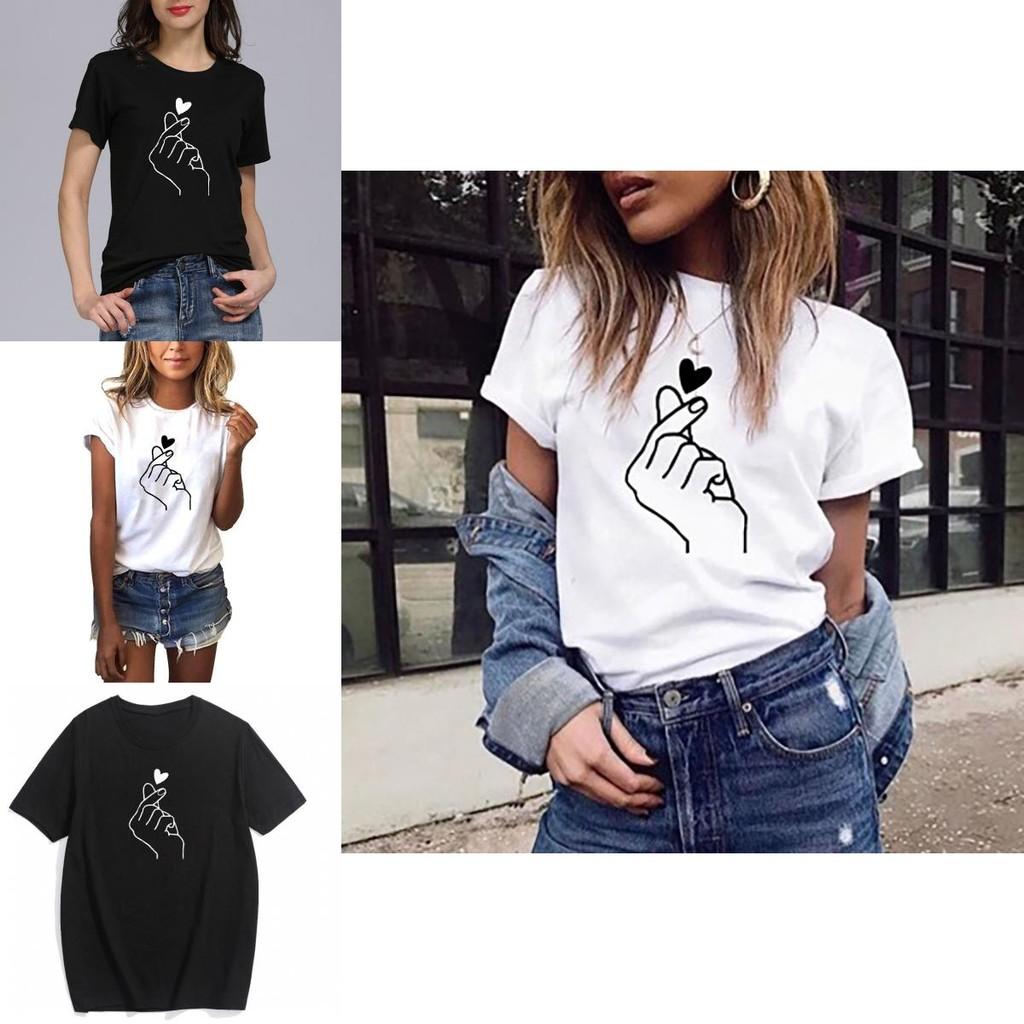 Stylish Heart Print T-shirt For Women Featuring Soft Comfortable Fabric And Casual Design