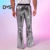 Herren-Schlaghose mit Pailletten, glänzend, Hip-Hop-Diskohose, elastische Taille, Retro-Hose mit weitem Bein für Bühnenauftritte, Nachtclubs, Bars und Tänze