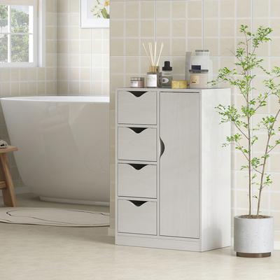 Modern Wooden Sideboard/chest of Drawers with 1 Cupboard and 4 Drawers - for Living Room, Kitchen, Entryway, Dining Room - White