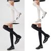 Solid Color Stretch Ruffle Trim Over Knee Long Socks for Women Japanese Student Sheer Mesh Splicing Thigh High Stockings