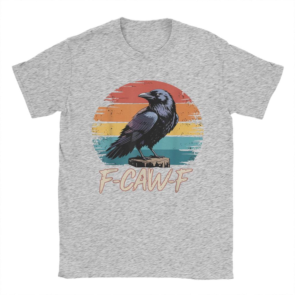 Men Women's T Shirt Retro F-Caw-F  Black Bird Crow Funny Crow Bird Cawing Grunge T-Shirts Summer Tees Clothes Plus Size 5XL