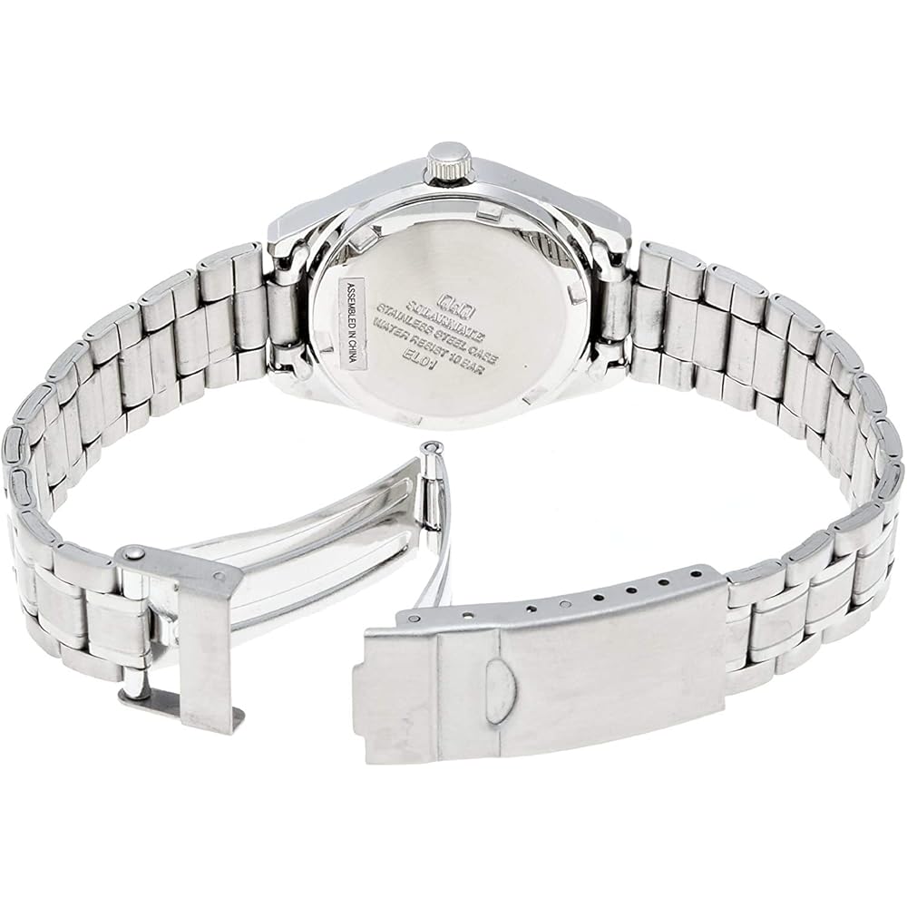 Citizen Q&Q Analog Solar Waterproof Watch with Date and Day Metal Band H011-204 for Women White