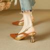 Fashion 2025 New Fashion Brand Women High Heels Pumps Slingbacks Summer Sandals Genuine Leather Shoes Woman Party Wedding Shoes Pumps