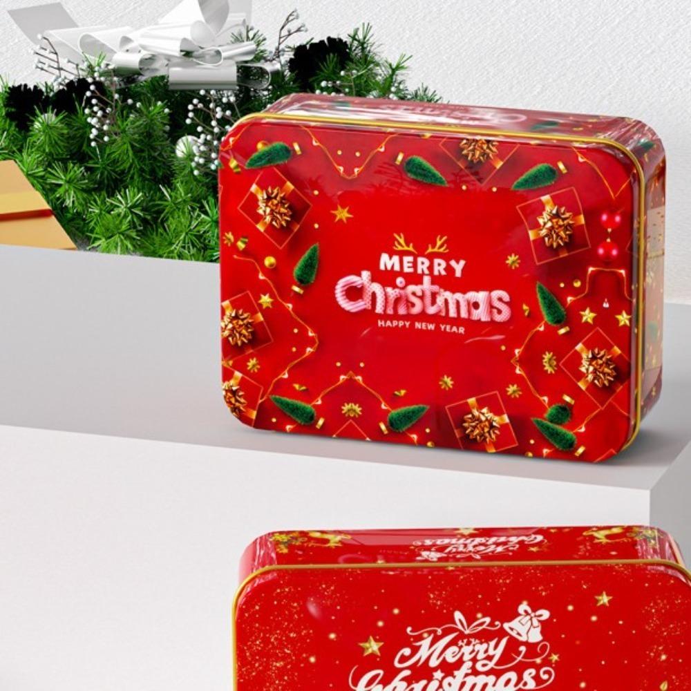 Metal Christmas Box Square Gift Packing New Candy Jar  Home