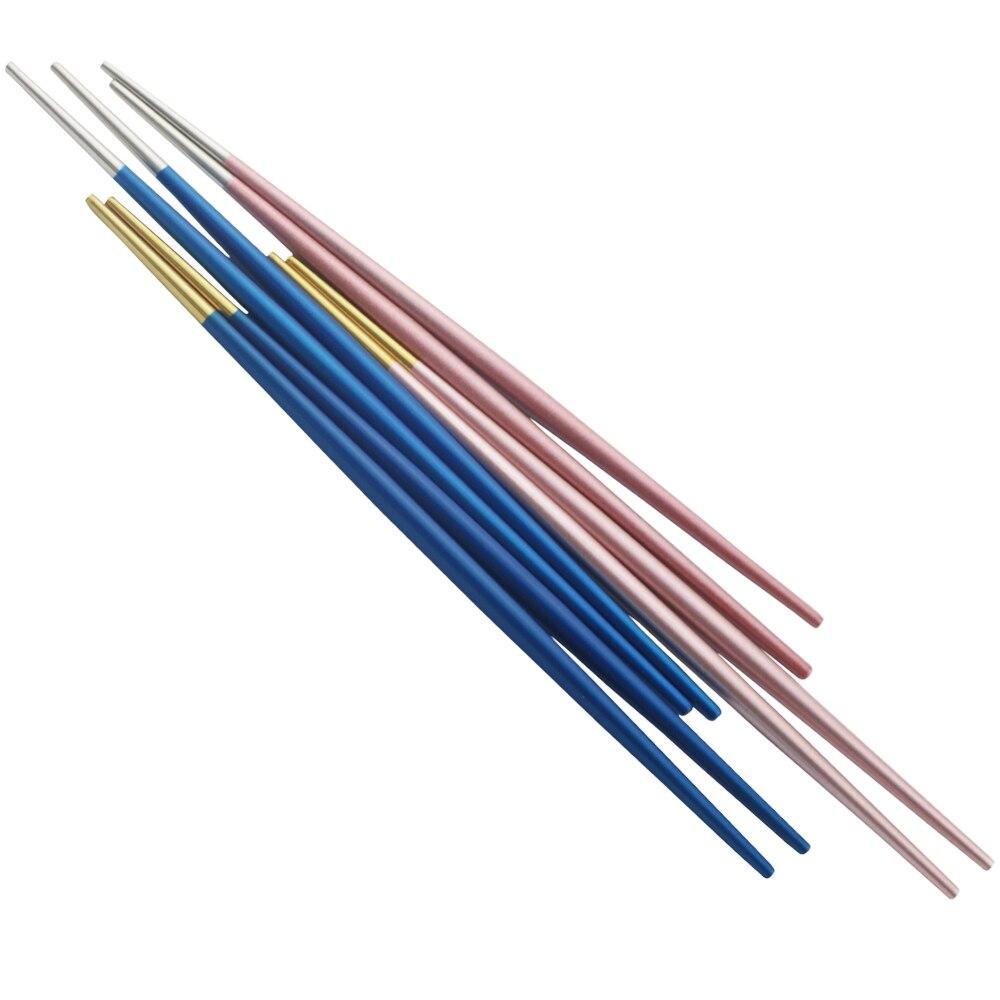 5 párů japonských korejských čínských hůlek Černé zlato Sada z nerezové oceli Nádobí Sushi hůlky Délka 22 cm Nádobí