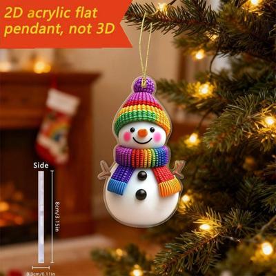 Snowman Christmas Ornaments Personalized 2D Acrylic Xmas Tree Decorations Hanging Snowman Ornaments for Holiday Party Decor Gifts