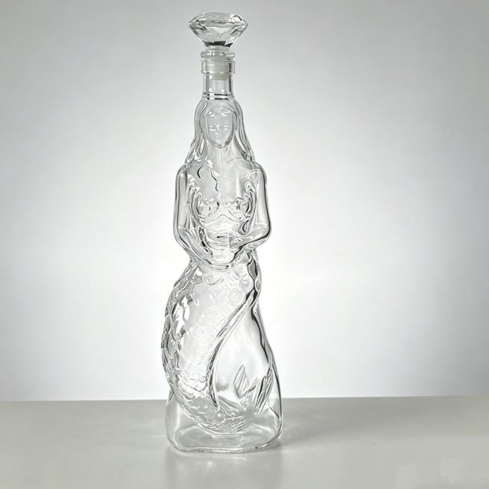 Transparent Whiskey Decanter with Glass Stopper Liquor Bottle Decorative Accessory