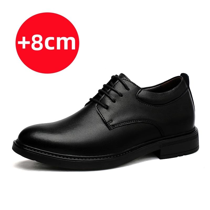 Fashion High End Brand Office Business Dress Shoes Men's Inner Height Shoes Thick Soled Simple Black Men's Genuine Leather Casual Shoes