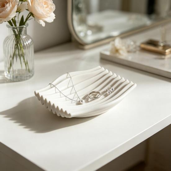 Drainage Soap Tray 3D Printed Dish, Minimalist Wave Design Bathroom Holder, Drying Rack Shower for Bathroom, Kitchen Sink, Vanity Countertop