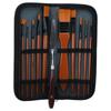 Wood 10 Pieces Paint Brush Set Composed of Orange and Black 23*9.5cm 1 Paint Spatula with Brush Case For Acrylic