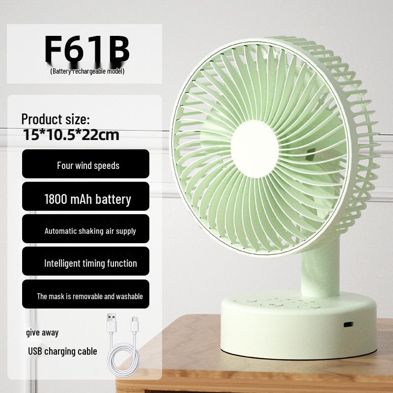 Cassidov 6-inch Rechargeable USB Oscillating Desktop Fan with Long Battery Life