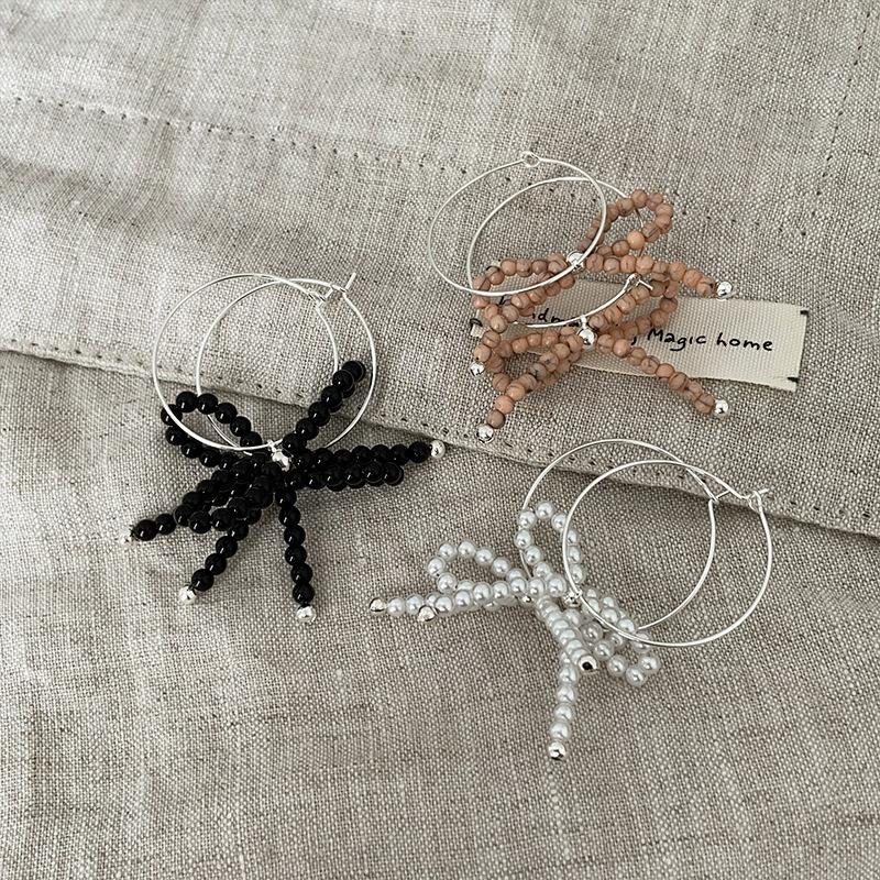Niche Design Sense Bow Beaded Earrings Female Sweet And Cute Elegant Exquisite Fashion Versatile Earrings