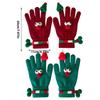 Holiday Theme Santa Hat Gloves with Finger Leak Screen Touch Festival Handwear Lovely Christmas Knitwear for Daily Use