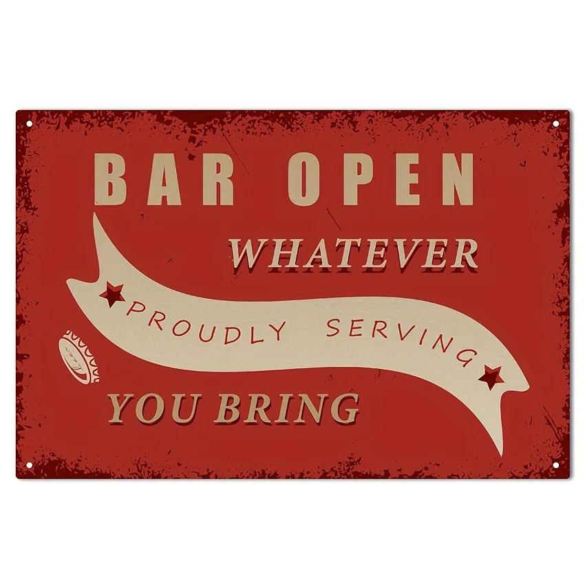 FJ Vintage Bar Signs Bar Decor Funny Bar Open Metal Signs for Home Bar Man Cave Decor Signs 20x30 Cm Retro Bar Metal Iron Signs