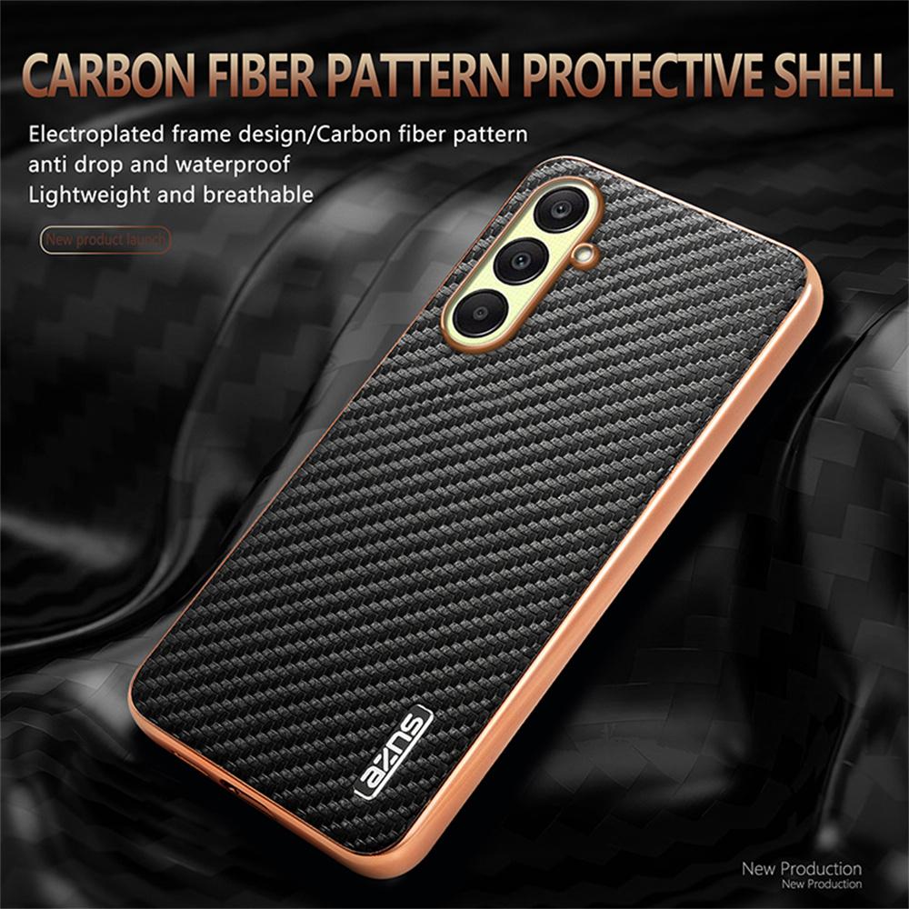 AZNS For Samsung Galaxy A57 5G Case Electroplating Carbon Fiber Texture PU + TPU Phone Cover
