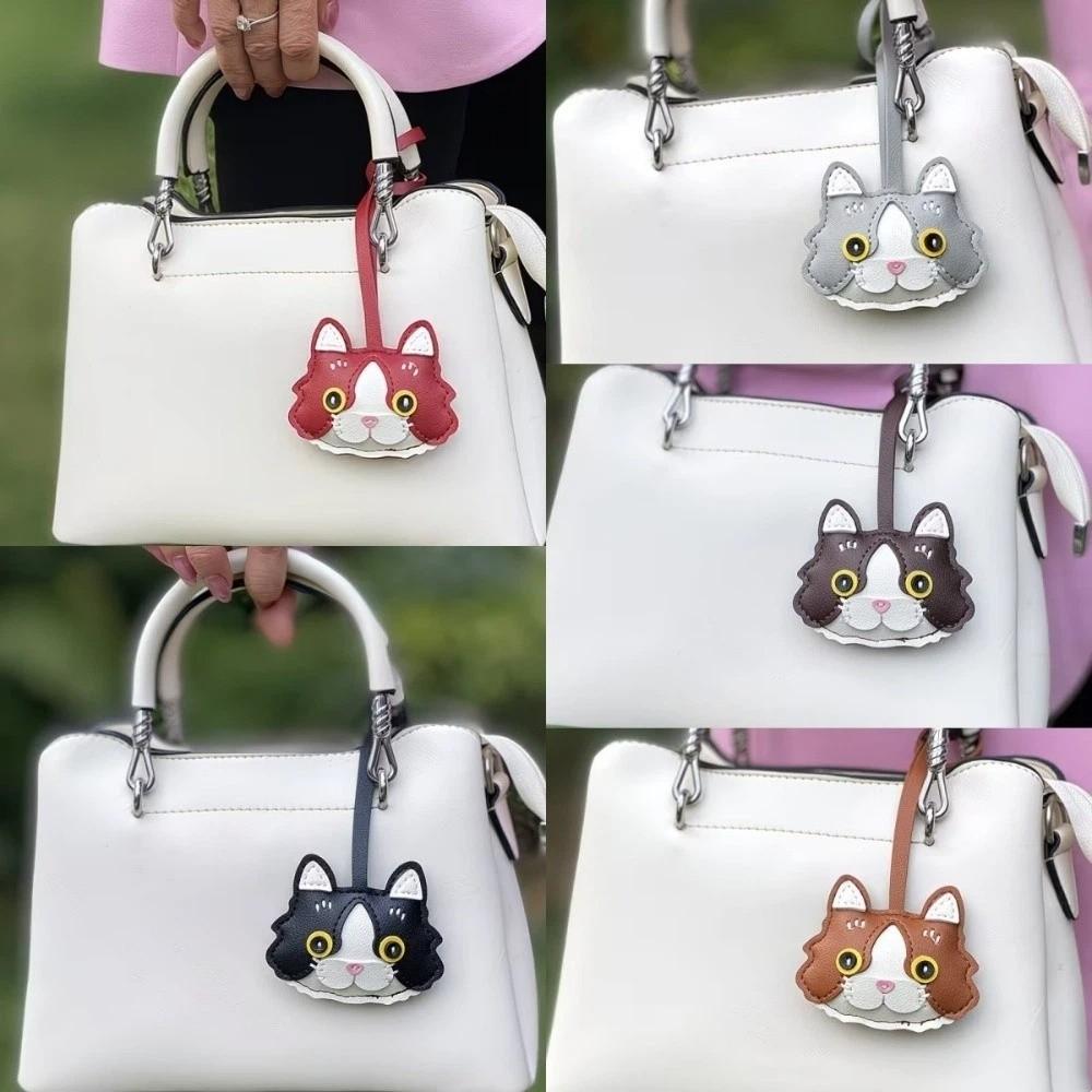 Leather Cat Leather Keychain Doll Kitten Animal Bag Hanging Unique Cat Leather Pendant Men Women