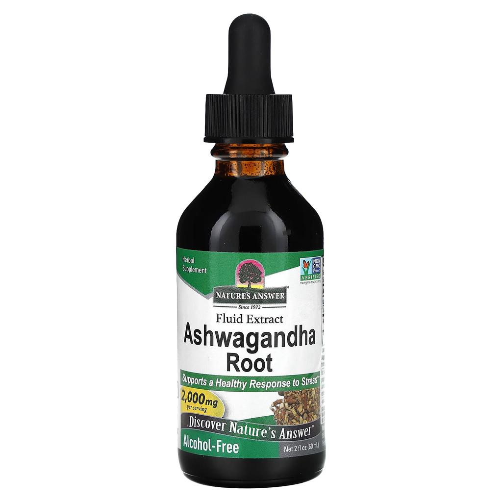 Nature's Answer Ashwagandha Root, Liquid Extract, Alcohol-Free, 2,000 Mg, 2 Fl Oz (60 Ml)