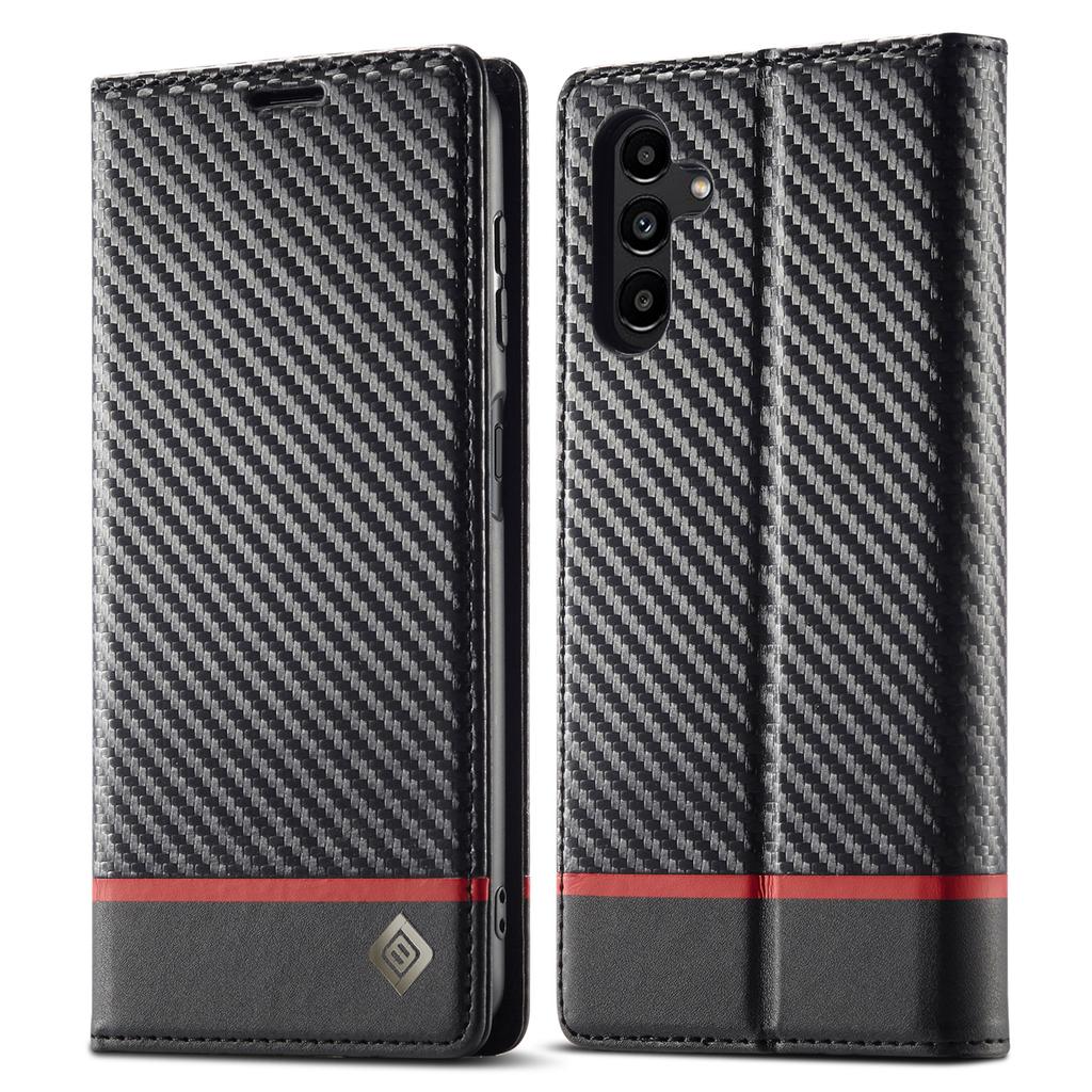 LC.IMEEKE For Samsung Galaxy S24 FE Case Carbon Fiber Texture Phone Cover Stand Card Holder