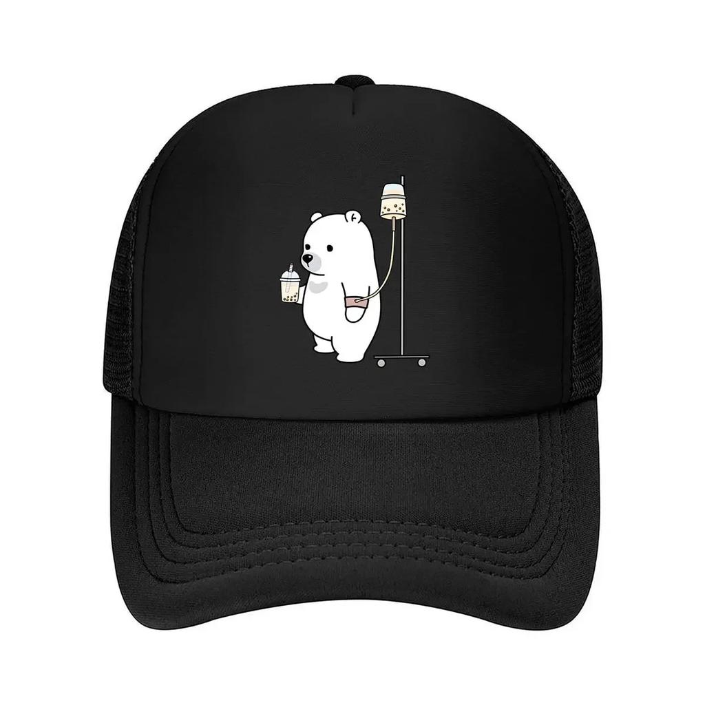 Boba Bear Loves Too Much Sticker Mesh Baseball Cap