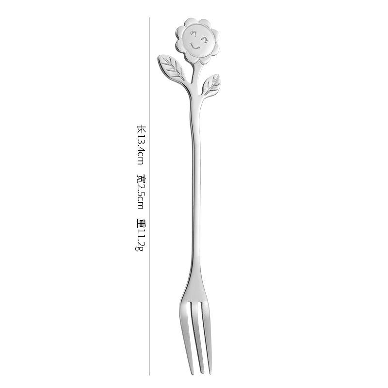 Lovely Stainless Steel Spoon Smiley Sunflower Handle Coffee Spoon Fork Dessert Ice Cream Spoon Tea Spoon Kitchen Accessories4