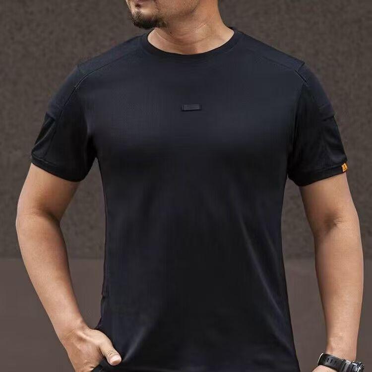 Men's Quick-Dry Tactical Short-Sleeve T-Shirt - Breathable Crew Neck for Outdoor Sports & Fitness