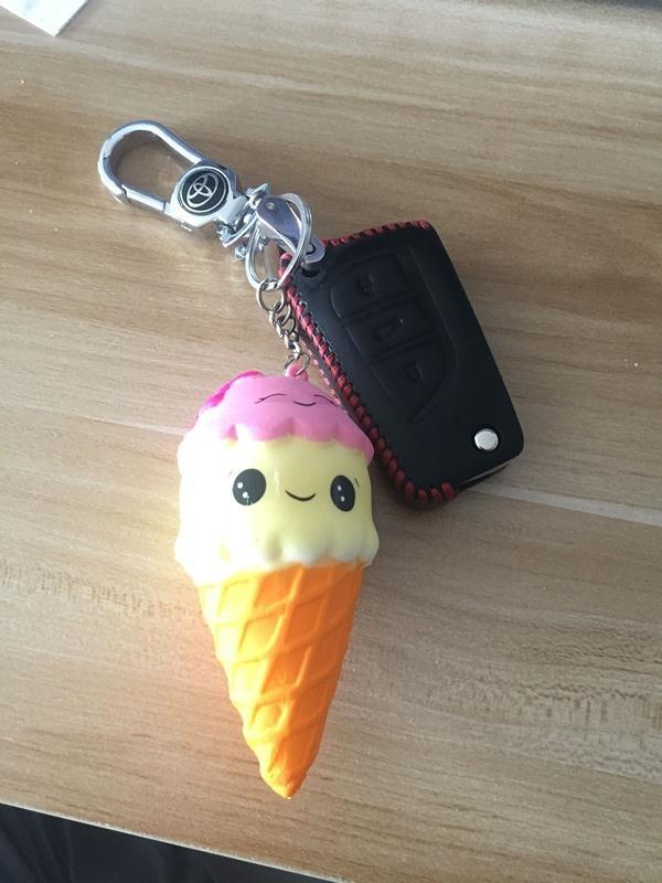 Cute Jumbo Original Double Face Ice Cream Slow Rising Kawaii Cartoon Soft Squeeze Bread Straps Toys
