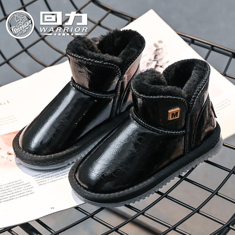 

Warrior Сапоги для девочек Classmate из кожи, новые зимние бархатные теплые хлопковые сапоги, большие хлопковые туфли 26