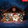 2D door banner 1 Christmas-themed garage door banner polyester cartoon Santa reindeer snowflake background