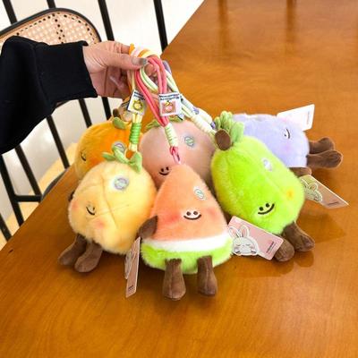 Kawaii Peach & Pineapple Plush Keychain Charm Doll
