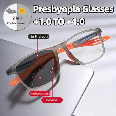 New Sport-Style Ultra-Lightweight Photochromic Presbyopia Glasses High-Definition Anti-Blue Light Bifocal Reading Eyewear