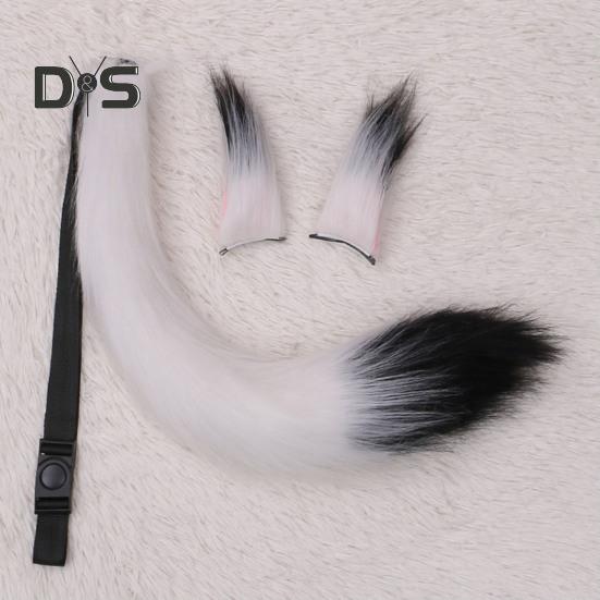 Fox Ears Tail Set Handmade Plush Animal Cosplay Props Realistic Design Role Play Halloween Party Accessories