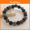 Tiger Eye Natural Stone Beaded Bracelet With Electroplated Finish For Unisex Gift Giving