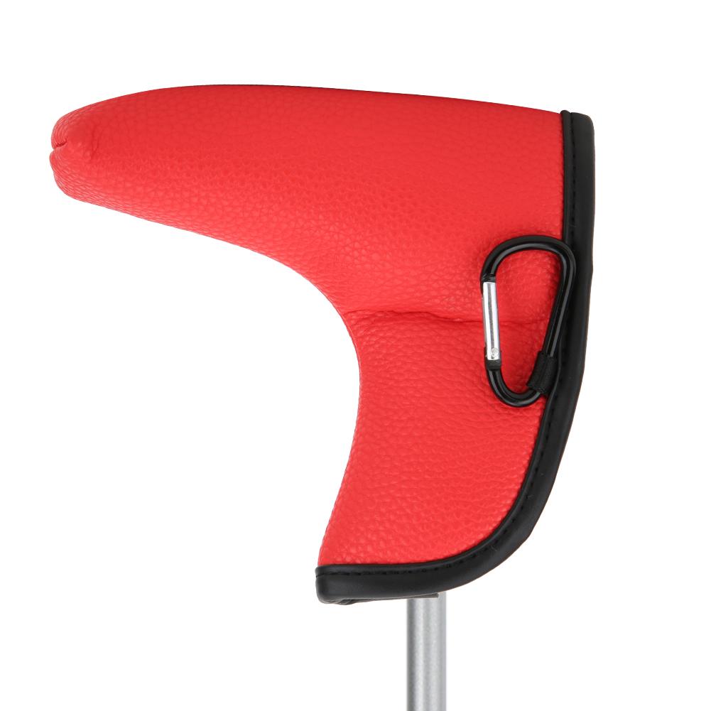 Golf L shape Putter Headcover Slotted Blank PU Waterproof Fabric Thicken Plush Protection(red )