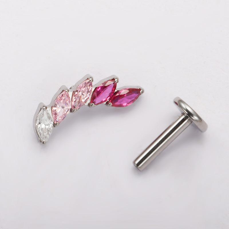 G23 Τιτάνιο 16G Εσωτερικό Σπείρωμα Labret CZ Piercing Χείλος Ρινικό Καρφάκι Stud Tragus Piercing Χόνδρος Αυτιού Helix Dait Κοσμήματα Σώματος