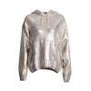 Silver Knitted Top Hooded Drawstring Sweater Hot Stamping Design Women's Solid Color Pullover Loose Casual New Fashion Autumn and Winter