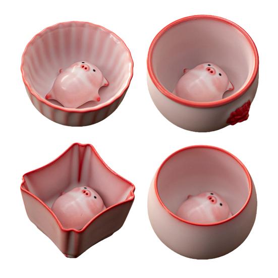 Liegendes Schwein Bubble Tea Tasse Handgefertigte Keramiktasse mit lustigem Blasenblas-Schwein Tee-Haustier Einzigartiges Geschenk für Teeliebhaber & Heimdeko