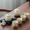 Artisanal Wood Ash Glaze Kung Fu Tea Set with Silver Tray