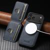 SUTENI Wireless Charging Magnet Faux Leather Phone Case Card Holder Stand Wallet 2-in-1 for IPhone 18 Pro Max 17 16 15 14 13 12