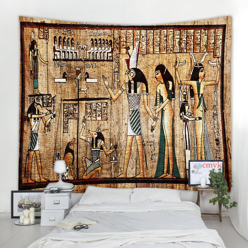 Golden Ancient Egypt Tapestry Wall Hanging Old Culture Printed Hippie Egyptian Tapestries Wall Cloth Home Decor Vintage Tapestry