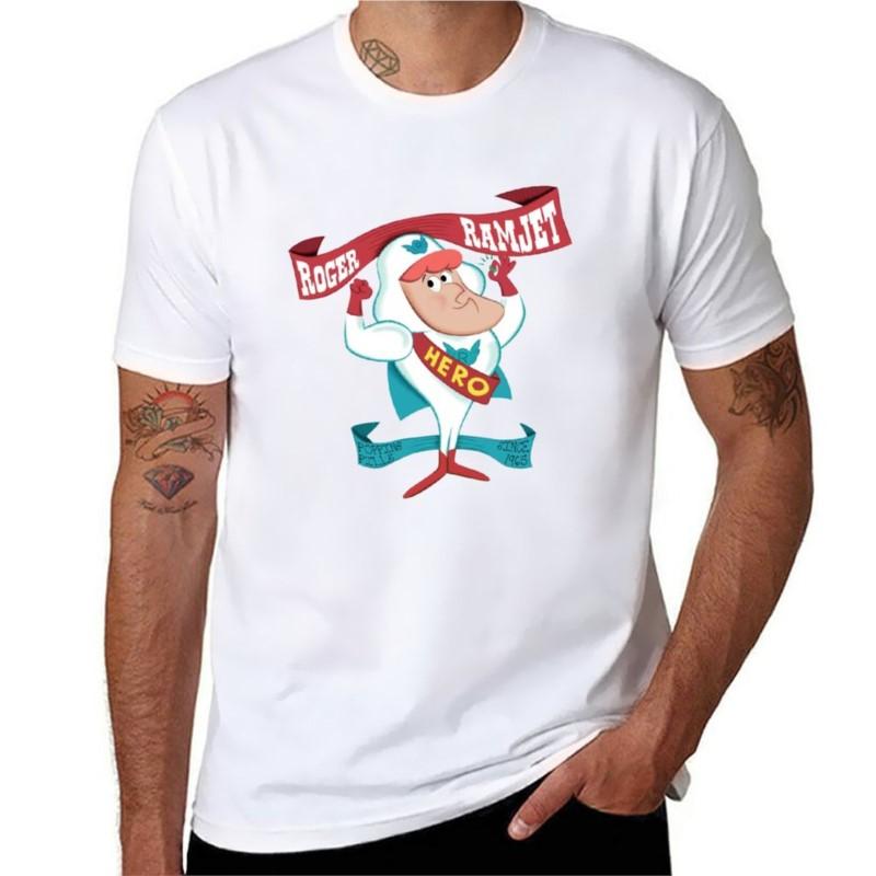 Roger Ramjet  Hero of Our Nation TShirt Graphics T Shirt Kawaii Clothes Mens Tall T Shirts