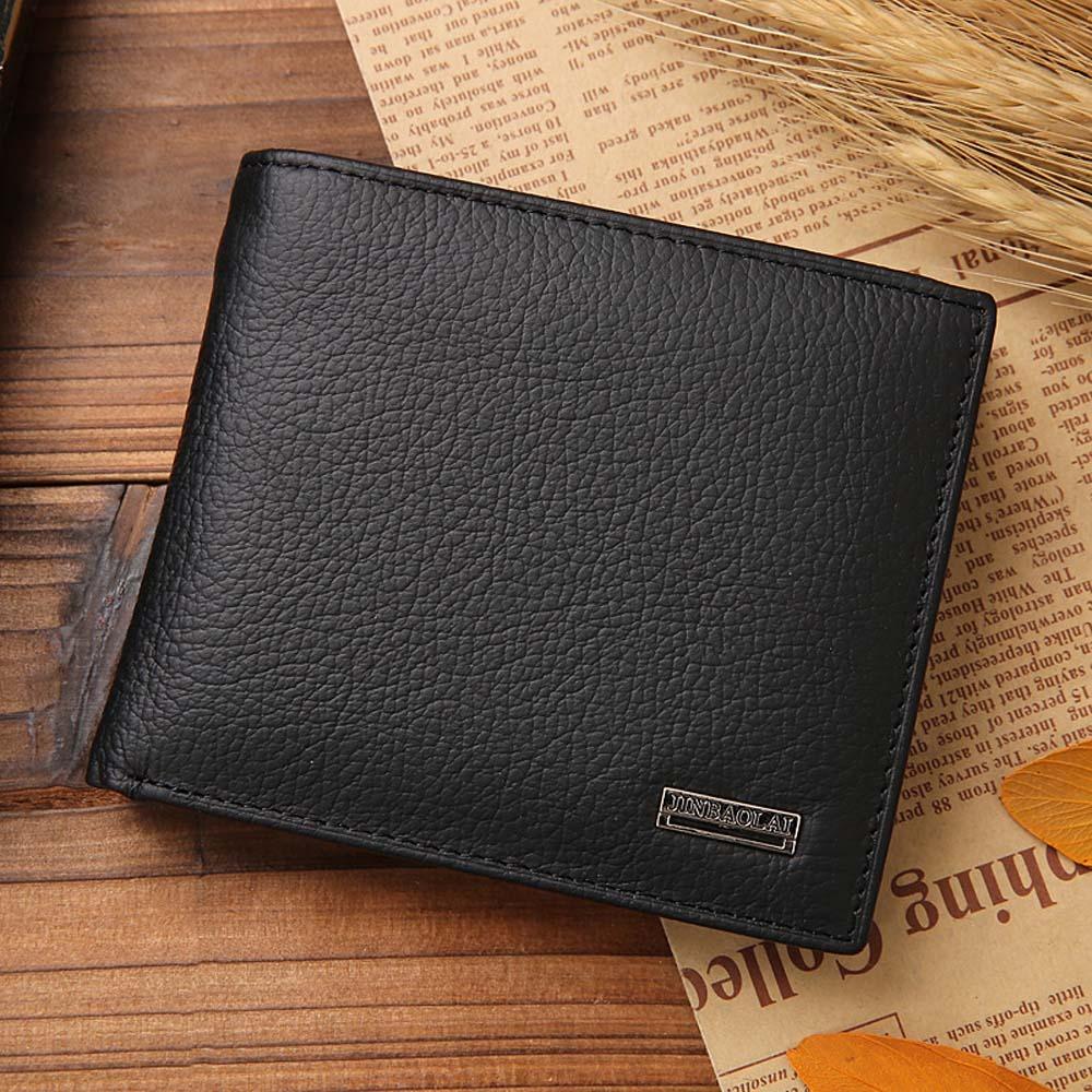 

Black Coffee Men Short Wallet Genuine Leather Men Cash Bag 3 Fold Wallets Pocket Purse Daily чёрный