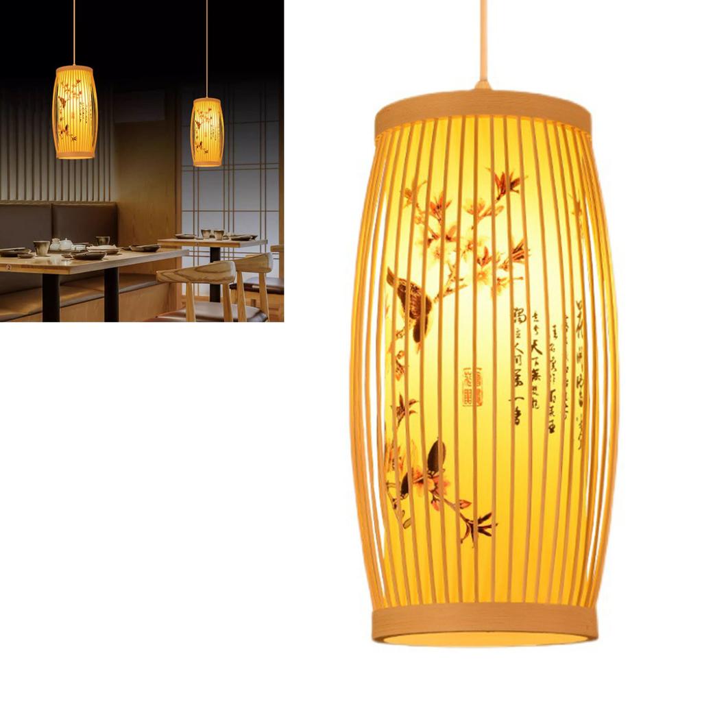 Woven Pendant Light Chinese Japanese Style Retro Rattan Lampshade Pendant Chandelier For Home Restaurant