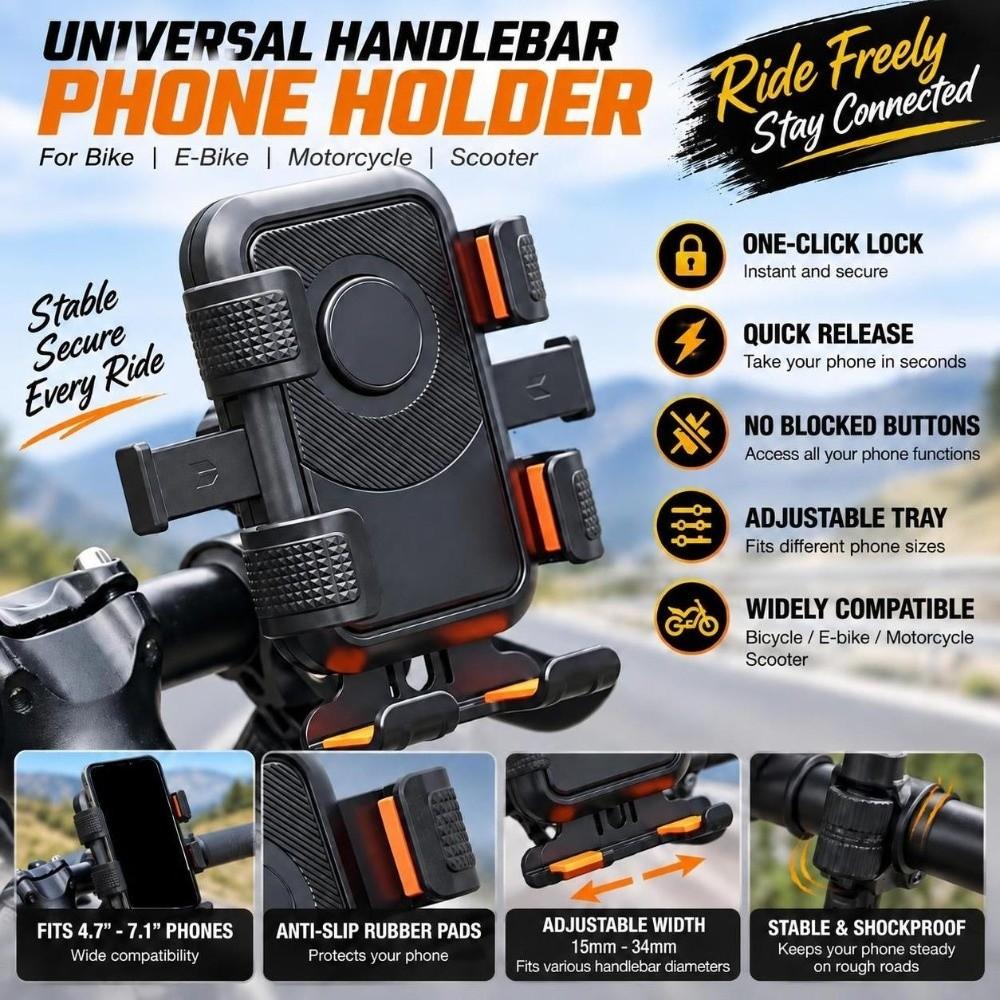 Anti Slip Handlebar Phone Mount Universal Phone Bracket for iPhone/Xiaomi/Samsung for Riding