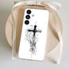Phone Case For Samsung S24,30,21,22,23,20 FE,lite,PIus,Ultra,5G,Note,9,10 Gothic Cyber Sigil Cross Transparent Cover