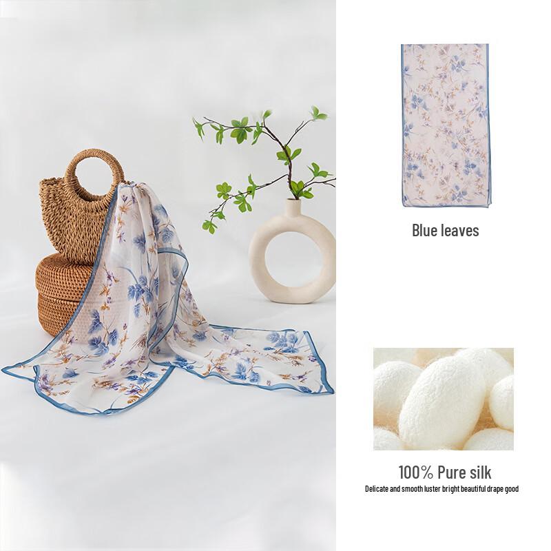 DayApril Chinese Style Floral Mulberry Silk Scarf
