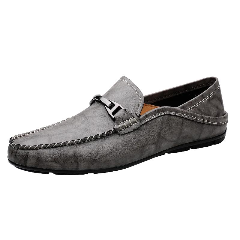 

Новые мужские повседневные кожаные туфли: Носите удобные мокасины для вождения, модные трендовые туфли, удобные мужские туфли без застежек. 49 серый
