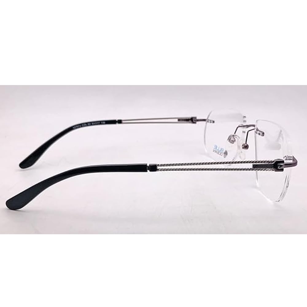 RSINC Randlose Metallrahmen Brille Brillen Optisch Für Männer Und Frauen Modern Unisex Gun Metal Schwarz 12757J 02 53-17-138 | IB -11 Blau OC Gun Metal Schwarz C2