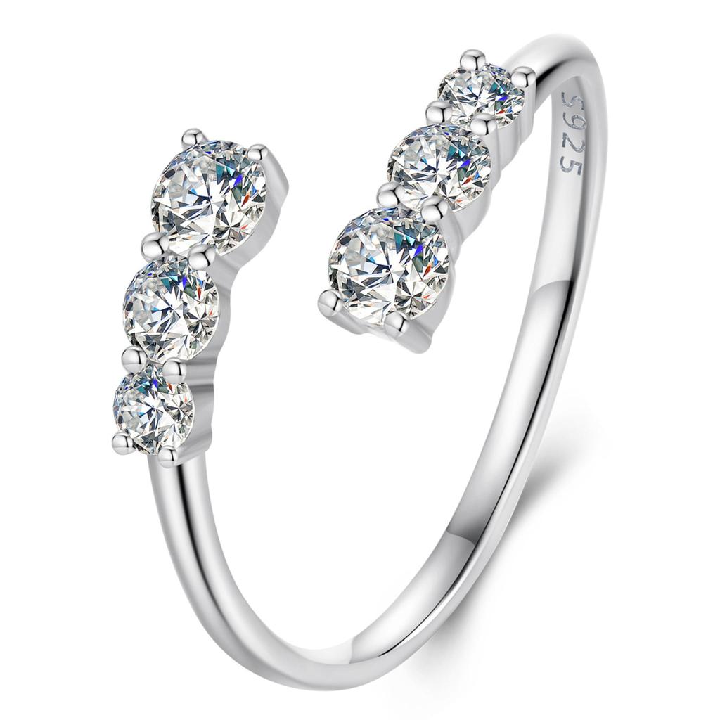 Silver adjustable moissanite ring 925 silver