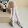Ballet Style Knitted Foot Cover Knee Socks StockingsLeg Warmers JK Girls Solid Color Black White Gray Long Socks Women Stockings