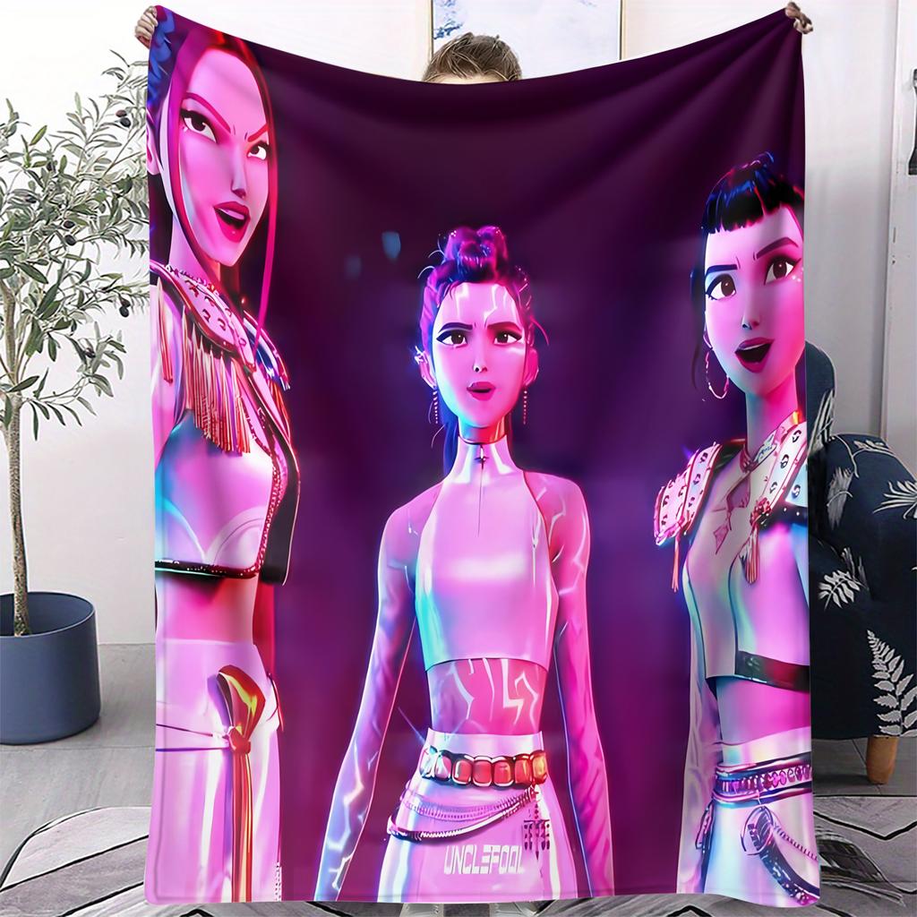 1Pc K-Pop Blanket Sajaboys Hunter Flannel Blanket Demon Hunters Print For Home Living Room Bedroom Decor New  Christmas Gift